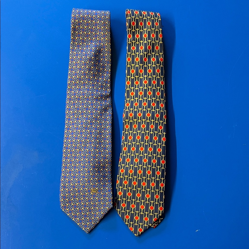 Burberry Men's Silk Ties - Blue and Red Patterns